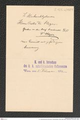 k.k. naturhistorisches Hofmuseum, Intendanzakten 1885-1896 (Hauer), Aktenzahl Z.125.a/1891, Seite 4